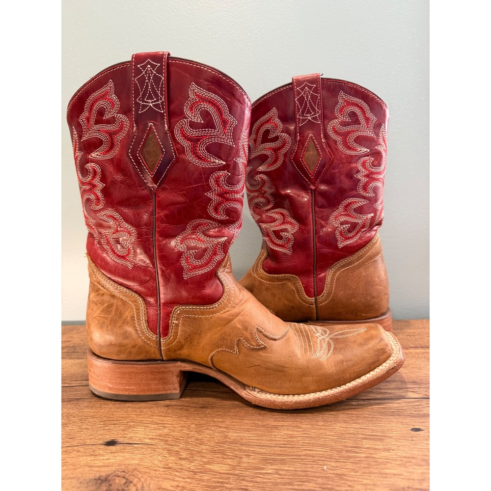 JB Dillon Reserve Mens 8D Western Cowboy Boots Red Tan Leather  Mexico Country